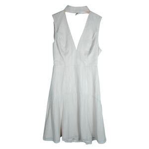 Fame & Partners Womens Dress 4 White Sleeveless Plunge Neck Coquette Summer Chic